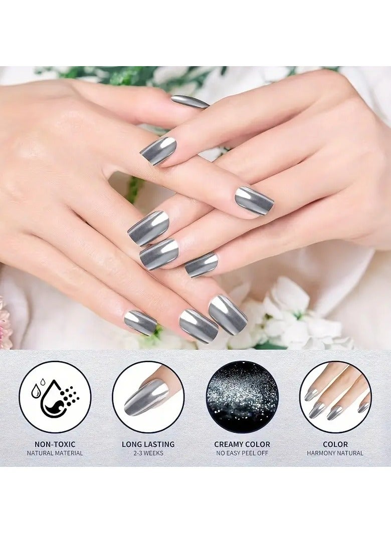 Goolsky Nail Mirror Chrome Powder, Metallic Holographic Chrome Nail Powder, Nail Art Gel Polishing Chrome Flakes Pigment Dust Decorations Manicure - Image 5