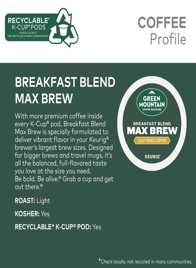Green Mountain Coffee Roasters قهوة جرين ماونتن كوفي روسترز، مزيج الإفطار ماكس برو، كبسولات كيوريج كي-كاب للاستخدام الفردي، قهوة محمصة خفيفة، علبة تحتوي على 60 كبسولة (6 عبوات من 10 كبسولات) - Image 3