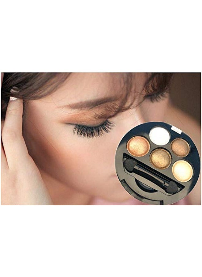 Mallofusa Mallofusa 5 Colors Eye Shadow Palette Powder Glitter Metallic Shimmer Makeup Palette Charming Highlight Look (Nature) 4.7oz  - Image 4