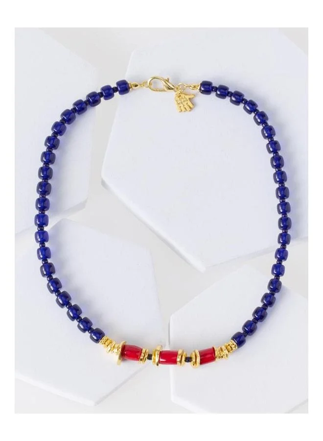 Purple Multi Natural Stone Accessory Detailed Necklace.
