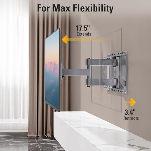Mounting Dream TV Wall Mount for 32-65 Inch Television,Mount with Swivel and Tilt, Full Motion Bracket with Articulating Dual Arms, Fits 16inch Studs, Max VESA 400X400 mm, 99lbs, MD2581 - Image 2