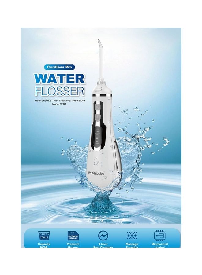 waterpulse Oral Irrigator Cordless Floss Water Jet Dental White 200ml - Image 1