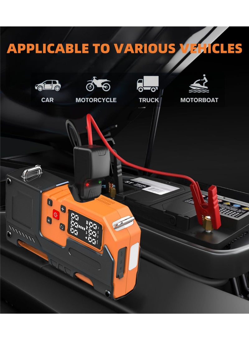 روك بو 10000 مللي أمبير في الساعة القفز كاتب مع ضاغط الهواء المحمولة بطارية السيارة الداعم (9.0 غاز / 6.5 لتر ديزل) مع 150PSI التلقائي اغلاق الإطارات منفاخ 12 فولت فائق الأمان ليثيوم القفز مربع سيارة بطارية الطائر كاتب - Image 4