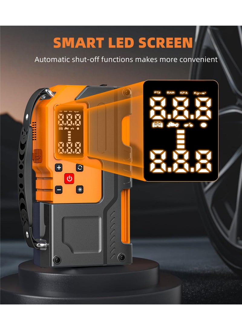 روك بو 10000 مللي أمبير في الساعة القفز كاتب مع ضاغط الهواء المحمولة بطارية السيارة الداعم (9.0 غاز / 6.5 لتر ديزل) مع 150PSI التلقائي اغلاق الإطارات منفاخ 12 فولت فائق الأمان ليثيوم القفز مربع سيارة بطارية الطائر كاتب - Image 5