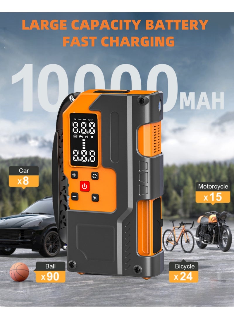 روك بو 10000 مللي أمبير في الساعة القفز كاتب مع ضاغط الهواء المحمولة بطارية السيارة الداعم (9.0 غاز / 6.5 لتر ديزل) مع 150PSI التلقائي اغلاق الإطارات منفاخ 12 فولت فائق الأمان ليثيوم القفز مربع سيارة بطارية الطائر كاتب - Image 2