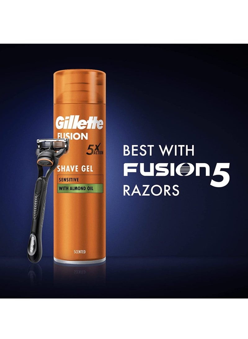 جل حلاقة فيوجن 5 فائق الحساسية بزيت اللوز 6x200 مل - Image 5