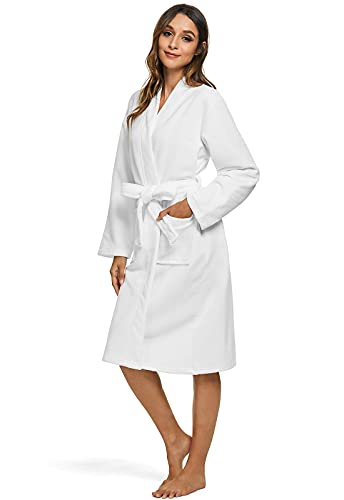 Orrpally Women Kimono Robes Lightweight Terry Cloth Bathrobe Knee Length Bath Robe White M - Image 2