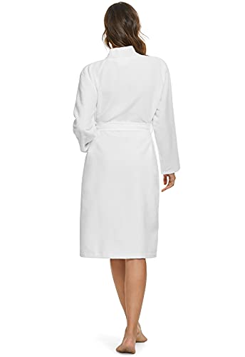 Orrpally Women Kimono Robes Lightweight Terry Cloth Bathrobe Knee Length Bath Robe White M - Image 3