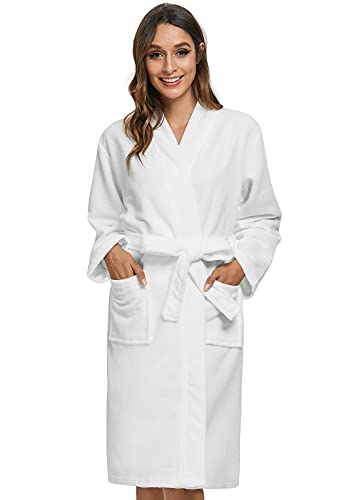 Orrpally Women Kimono Robes Lightweight Terry Cloth Bathrobe Knee Length Bath Robe White M - Image 1