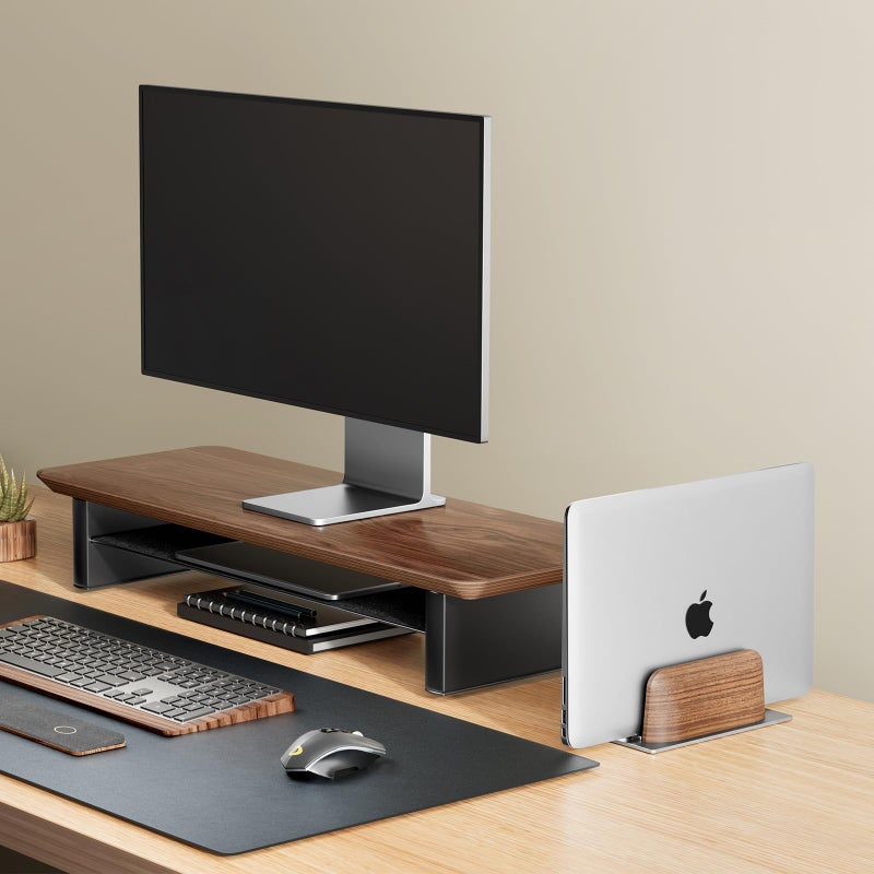 UPERGO Vertical Laptop Stand for Desk, Laptop Holder to Dock MacBook, MacBook Pro and Other Laptops, Black Walnut Wood - Image 3