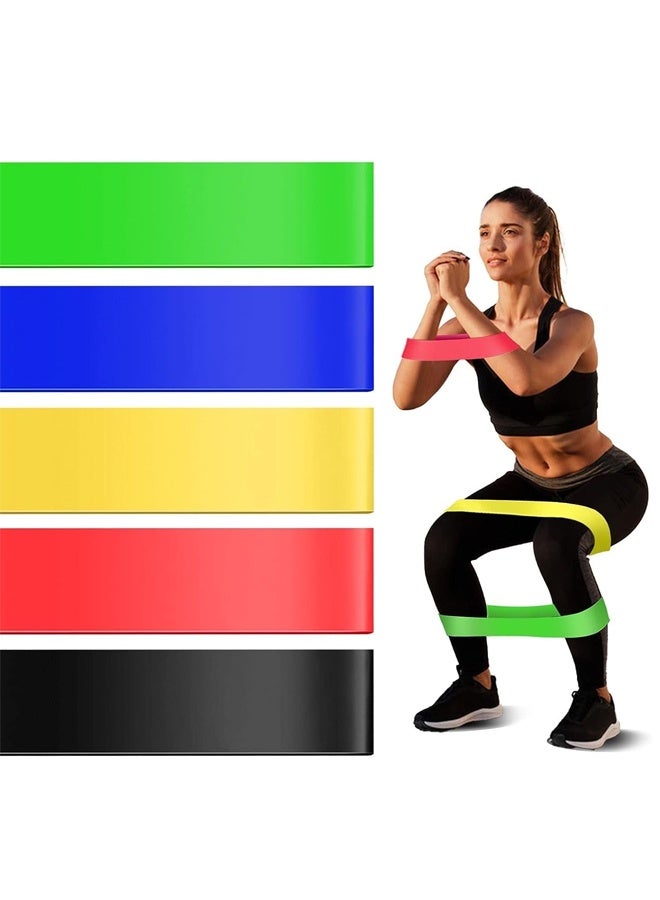 مجموعة من 5 قطع من أشرطة المقاومة للرجال والنساء، مستويات مختلفة من أشرطة مرنة للصالة الرياضية المنزلية والتمارين الطويلة - حقيبة حمل مجانية - Image 1