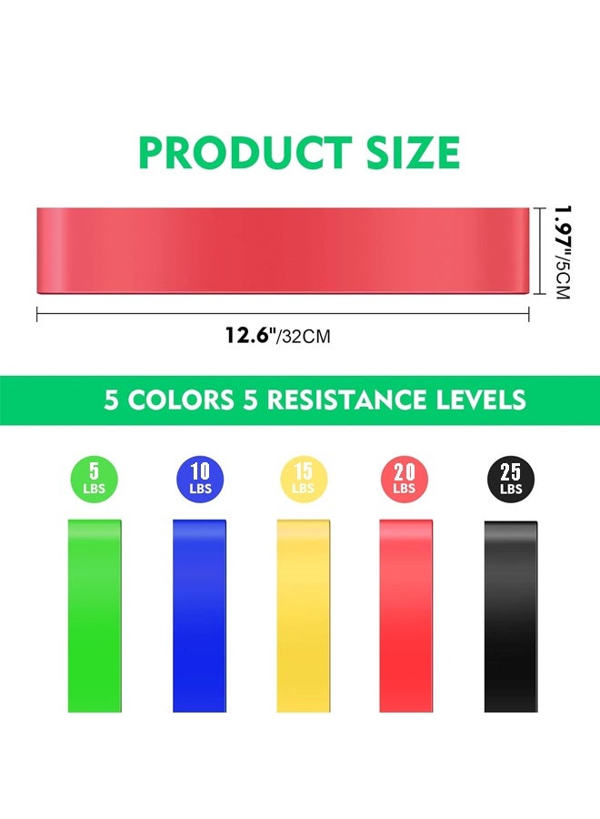 مجموعة من 5 قطع من أشرطة المقاومة للرجال والنساء، مستويات مختلفة من أشرطة مرنة للصالة الرياضية المنزلية والتمارين الطويلة - حقيبة حمل مجانية - Image 2