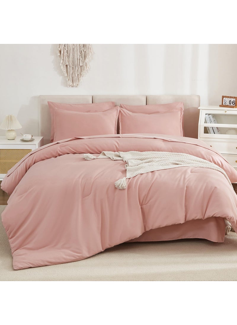 Litanika Litanika Comforter King Size Set Blush Pink - 7 Pieces Bed in a Bag King Beddding Comforter Sets  Plain Lightweight Bed Set with Comforter  Sheets  Pillowcases & Shams  - Image 2