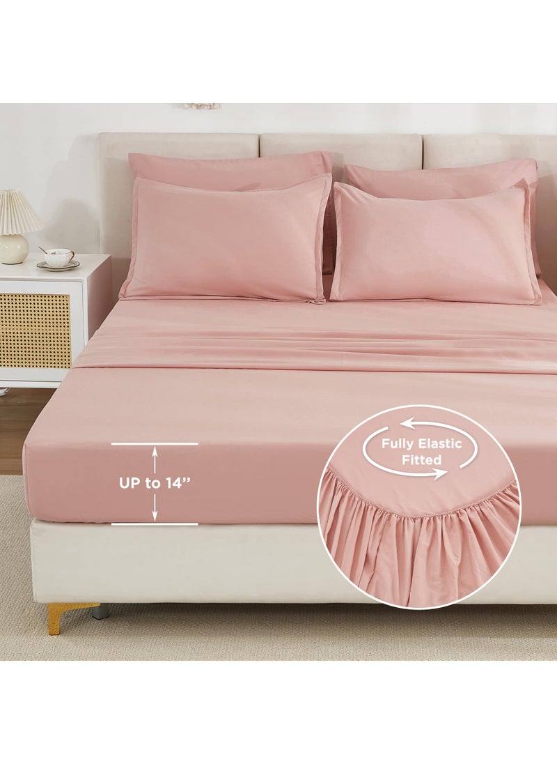 Litanika Litanika Comforter King Size Set Blush Pink - 7 Pieces Bed in a Bag King Beddding Comforter Sets  Plain Lightweight Bed Set with Comforter  Sheets  Pillowcases & Shams  - Image 5