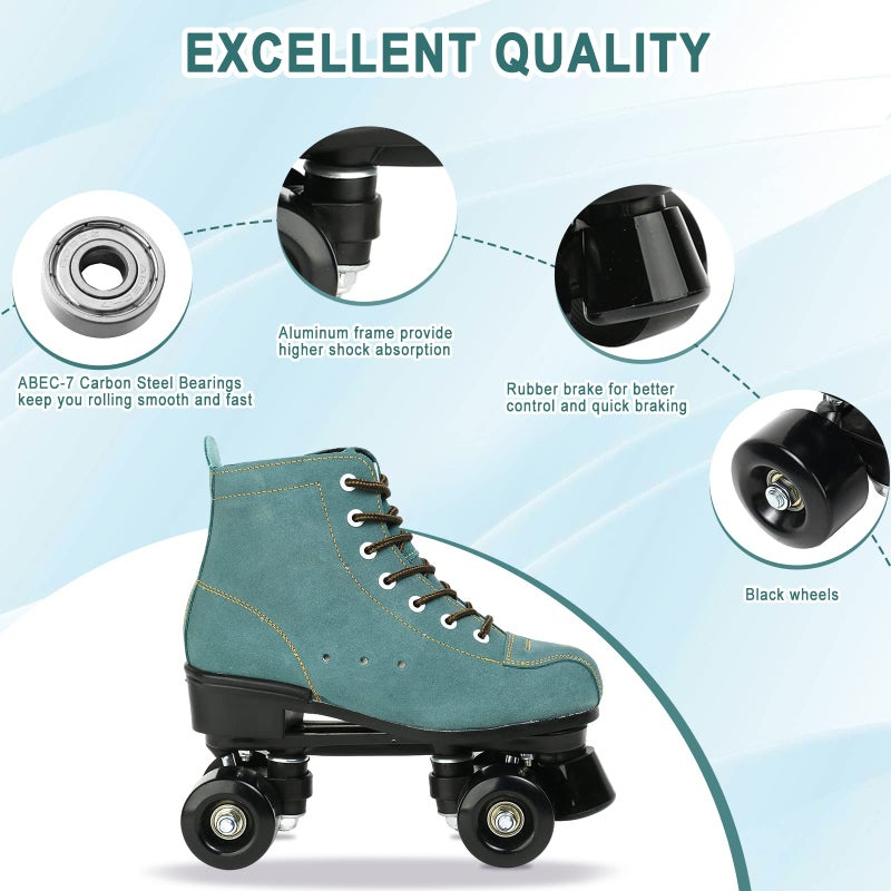 jessie High-Top Roller Skates for Men Women Outdoor and Indoor Roller Skates for Beginner Classic Four-Wheel Roller Skate with Shoes Bag - Image 4