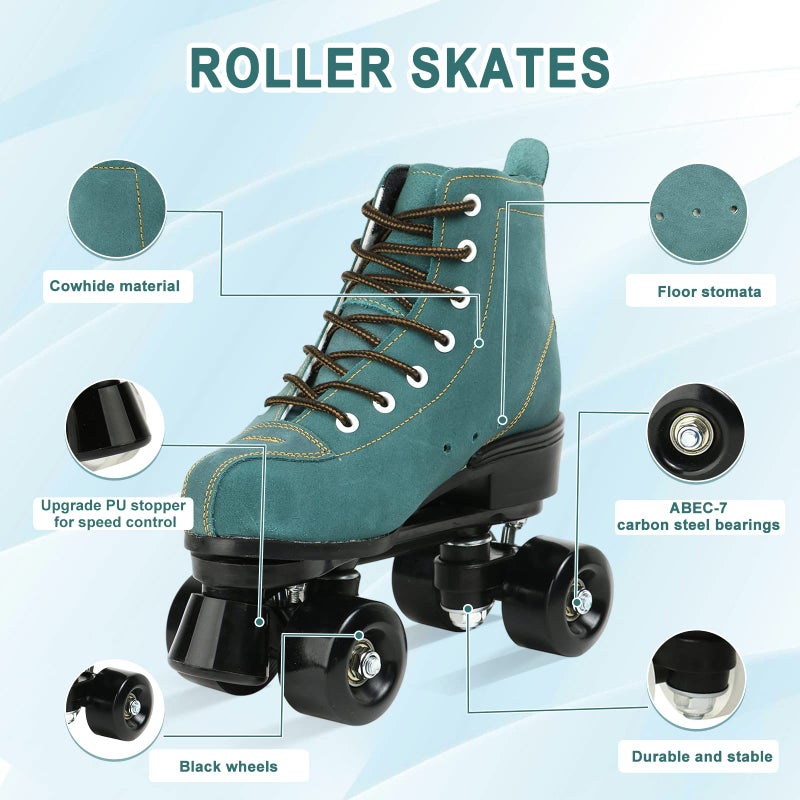 jessie High-Top Roller Skates for Men Women Outdoor and Indoor Roller Skates for Beginner Classic Four-Wheel Roller Skate with Shoes Bag - Image 2