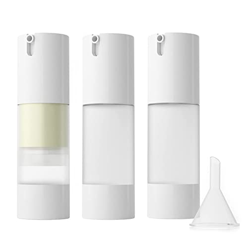 longway 3pcs Empty Refillable Airless Pump Bottle,Travel Foundation Containers,Airless Cosmetic Pump Bottle for Hand Sanitizer, Toner,Gel,Hair Oil, Lotion and Face Cream (1oz/30ml, frosted) - Image 1