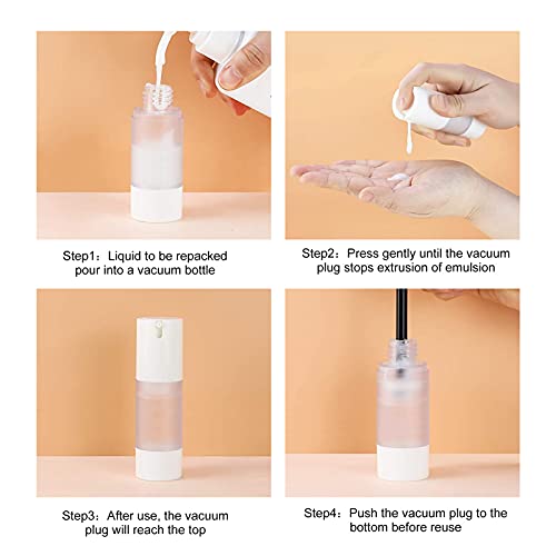 longway 3pcs Empty Refillable Airless Pump Bottle,Travel Foundation Containers,Airless Cosmetic Pump Bottle for Hand Sanitizer, Toner,Gel,Hair Oil, Lotion and Face Cream (1oz/30ml, frosted) - Image 5