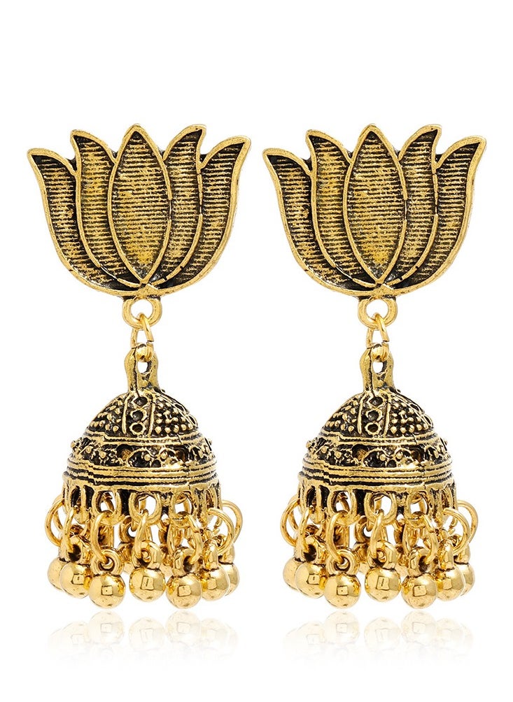 Al Aoyama 8pcs Carved vintage pattern creative bell earrings  - Image 3
