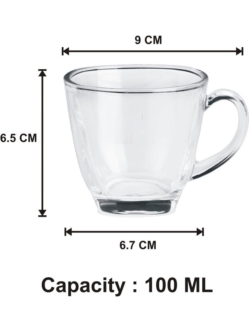 Somil Clear Glass Coffee & Tea Cup/Mug (100 Ml), Enjoy Your Drink in Style, 6.7 X 9 X 6.5 Cm, Pack of 6 - Image 3