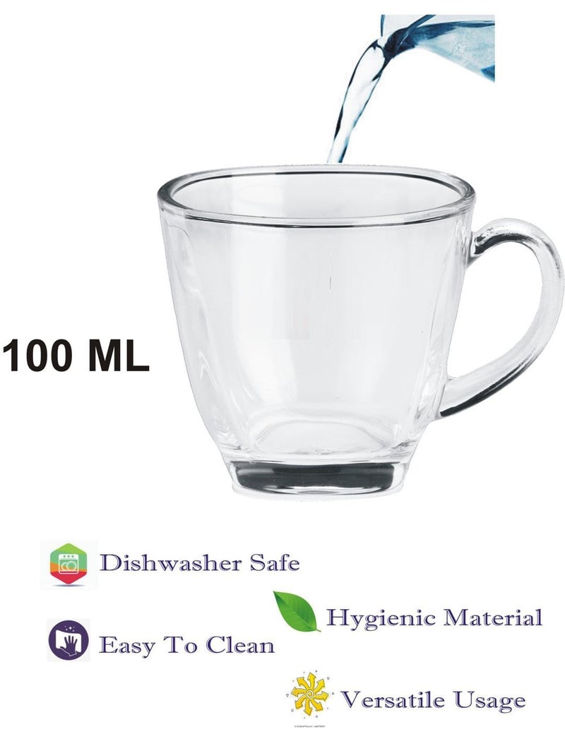 Somil Clear Glass Coffee & Tea Cup/Mug (100 Ml), Enjoy Your Drink in Style, 6.7 X 9 X 6.5 Cm, Pack of 6 - Image 4