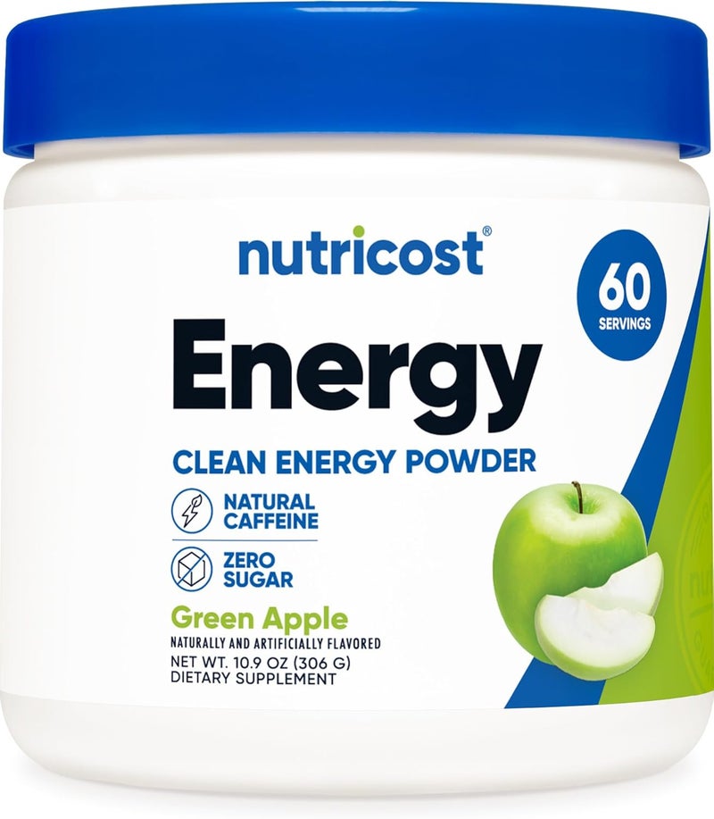 Nutricost مكمل الطاقة نوتريكوست بنكهة التفاح الأخضر 60 حصة مسحوق طاقة نظيف 300 جرام - Image 1