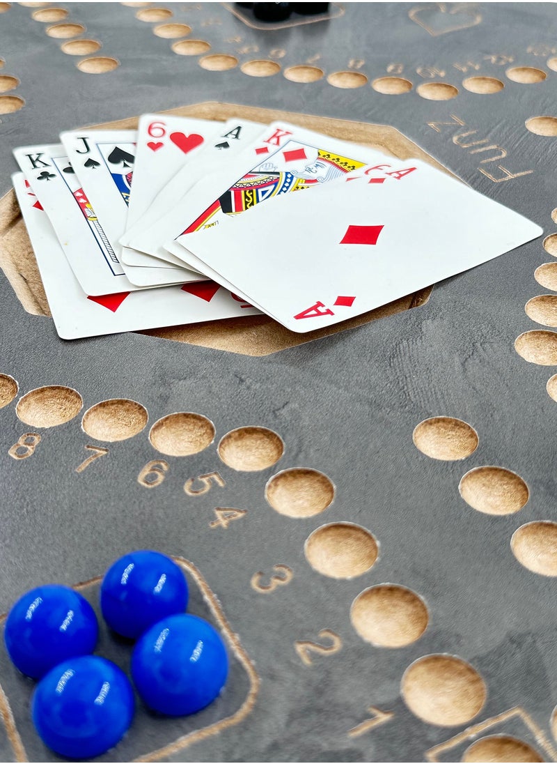 Funz مجموعة ألعاب الطاولة والبطاقات الخشبية من جاكارو مع 16 حجرًا رخاميًا متينة وقوية  - Image 4