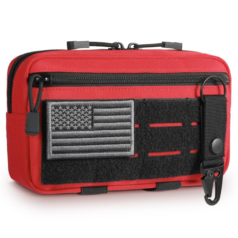 FRTKK Tactical Molle Admin Pouch Utility Laser Cut EDC Tool Pouch Bag Horizontal Modular Pouches Include US Flag Patch and Keychain - Image 1