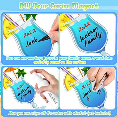 Konohan 2 Pcs Cruise Door Magnets Decorations with 3 Pcs Paint Pens Fruit Drink Cruise Must Haves Pineapple Drinks Magnet Stickers for Carnival Refrigerator Door Decor(Colorful) - Image 3