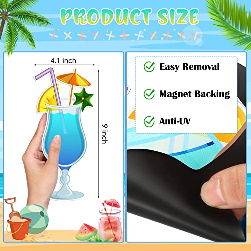 Konohan 2 Pcs Cruise Door Magnets Decorations with 3 Pcs Paint Pens Fruit Drink Cruise Must Haves Pineapple Drinks Magnet Stickers for Carnival Refrigerator Door Decor(Colorful) - Image 2