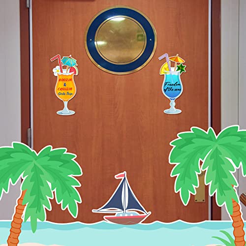 Konohan 2 Pcs Cruise Door Magnets Decorations with 3 Pcs Paint Pens Fruit Drink Cruise Must Haves Pineapple Drinks Magnet Stickers for Carnival Refrigerator Door Decor(Colorful) - Image 5