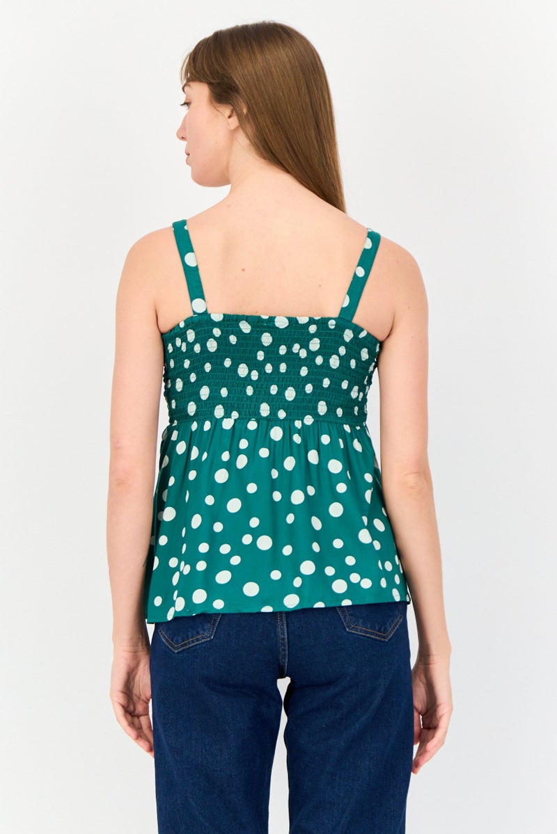 ONLY بلوزة نسائية بدون أكمام على شكل حرف V بنقاط بولكا، متعددة الألوان - Image 2