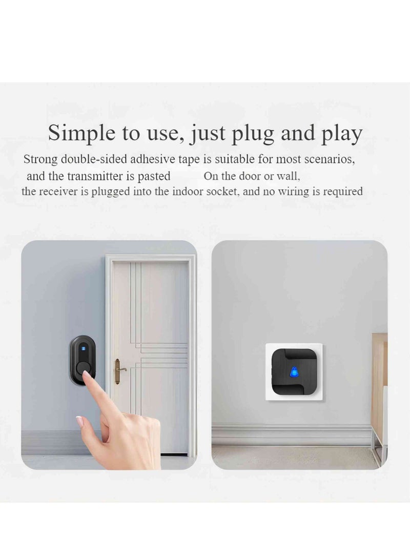 Waterproof wireless doorbell with LED flash, Home doorbell, Wireless Caregiver r Call on Call Bell， Alert on Call Light System for Home，with British plug, 1 receiver and 2 transmitters, front and rear doors can be installed, 55 sounds and 5 volumes, ringtones can be penetrated by the wall, one to third floors, suitable for home, office, apartment, hotel - Image 4