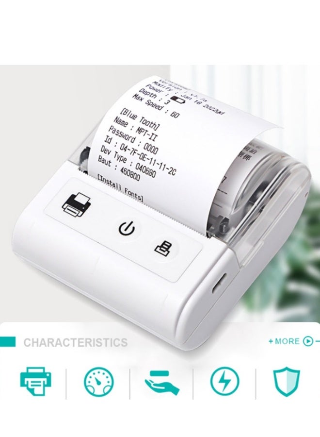 2 Packs of Portable Mini Thermal Receipt Printer Black and White with 2 Rolls of Paper High Speed Wireless Printer  Compatible with mobile and computer system Suitable for Coffee Shop Restaurant Conve - Image 2