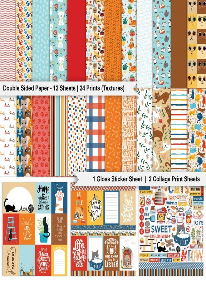 Inkdotpot Cat Theme Collection Double,Sided Scrapbook Paper Kit Cardstock 12"x12" Card Making Paper Pack of with Sticker Sheet - 16 Pages - Multicolor - Image 2