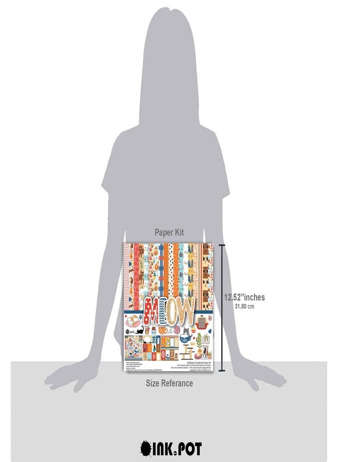 Inkdotpot Cat Theme Collection Double,Sided Scrapbook Paper Kit Cardstock 12"x12" Card Making Paper Pack of with Sticker Sheet - 16 Pages - Multicolor - Image 4