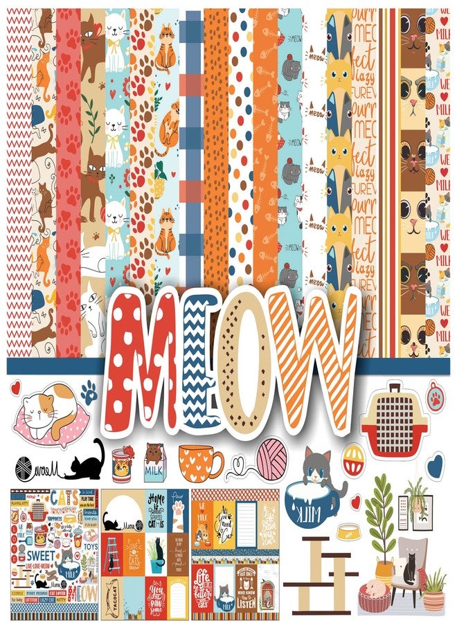 Inkdotpot Cat Theme Collection Double,Sided Scrapbook Paper Kit Cardstock 12"x12" Card Making Paper Pack of with Sticker Sheet - 16 Pages - Multicolor - Image 1