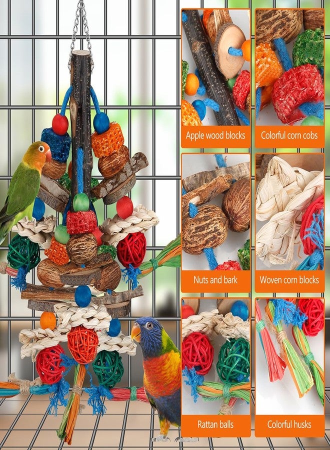 BBjinronjy Bird Toys,Parrot Toys Exciting Chewing Fun for Parakeets,Cockatiels,Conures,Lovebirds,African Gray Cockatoos Amazon And Other Small Medium-Sized Parrot Natural Corn Cob Sturdy Nut (old bark) - Image 2