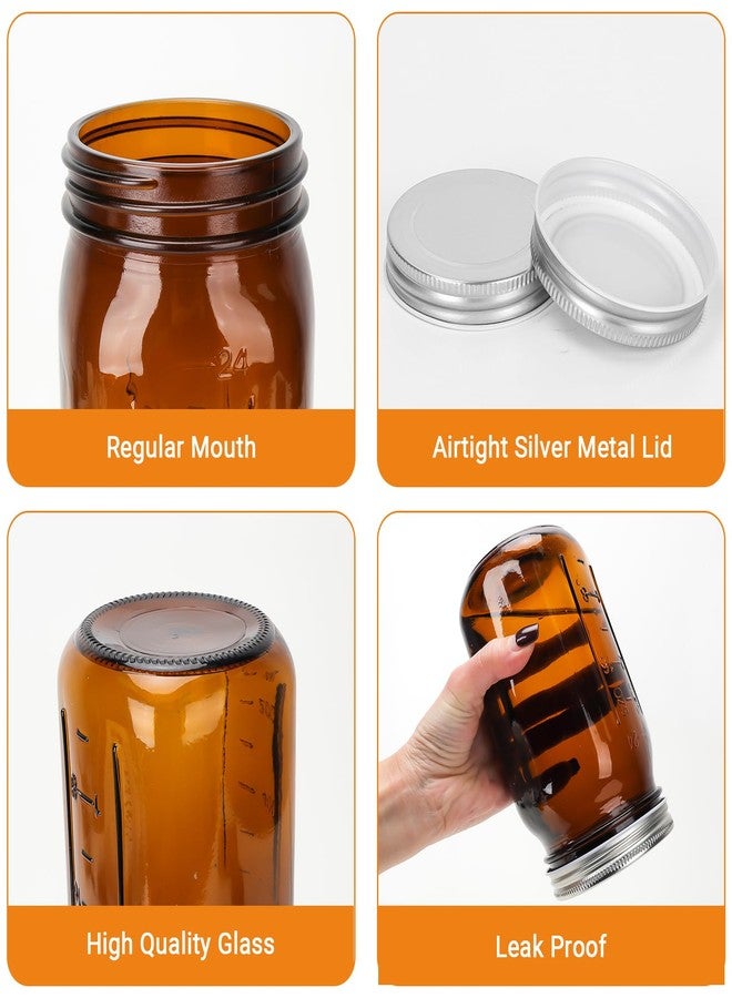 DHSBTLS 32 oz Glass Mason Jars, 6 Pack Amber Wide Mouth Glass Canning Jars with Silver Aluminum Lids and Bands, Airtight Jars for Food Storage, Canning, Overnight Oats, Fermenting, Pickling, Decor - Image 3