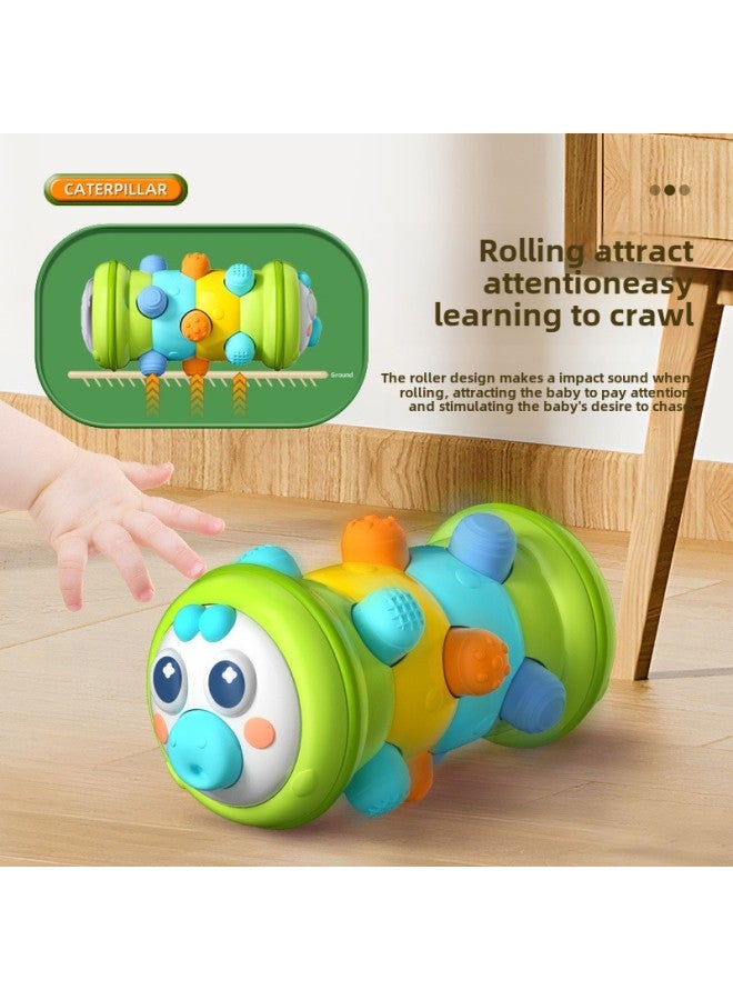 Cartoon Cute Fun Roller Caterpillar Pressing Early Education Educational Exercise Finger Grasping Crawling Training Infant Toys-Color:RYB1022-23 Wasteland Blue Roller Caterpillar  - Image 3