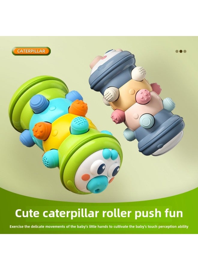 Cartoon Cute Fun Roller Caterpillar Pressing Early Education Educational Exercise Finger Grasping Crawling Training Infant Toys-Color:RYB1022-23 Wasteland Blue Roller Caterpillar  - Image 2