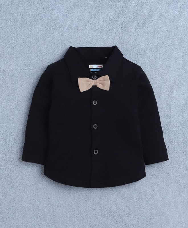 BUMZEE Boys Cotton Full Sleeves Formal Set Black & Beige - 2-3 Years (Peb10794F-blk) - Image 2