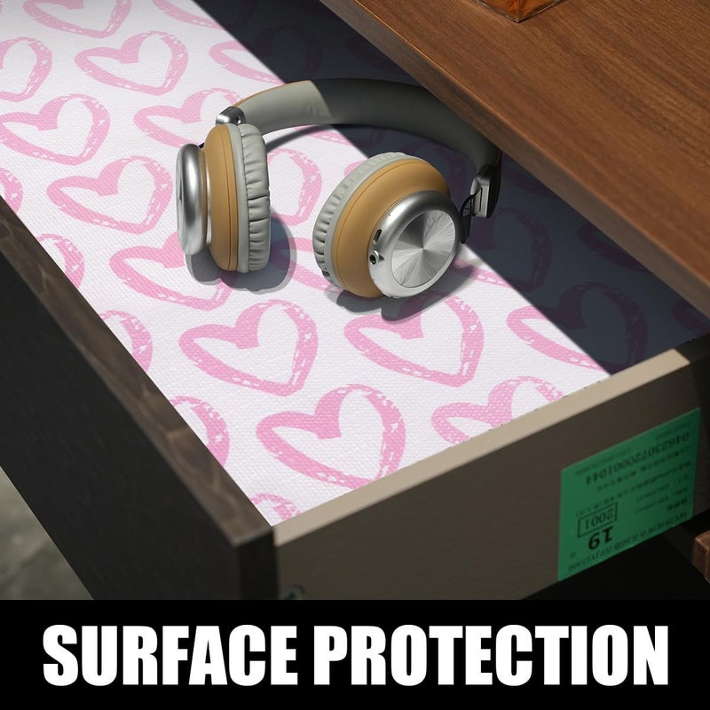 Amiitay Pink Heart Drawer Liner for Cabinets, Shelf Liner Non-Adhesive and Strong Non-Slip Cabinet Drawer Liners for Kitchen,Table,Bookshelves,Waterproof Cupboard Liners,12IN x 10FT - Image 4