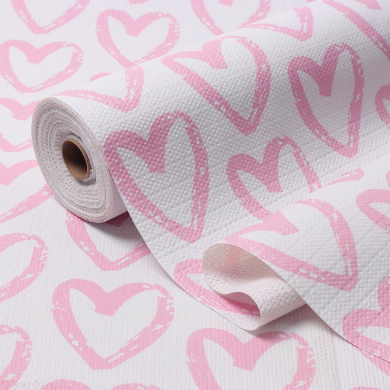 Amiitay Pink Heart Drawer Liner for Cabinets, Shelf Liner Non-Adhesive and Strong Non-Slip Cabinet Drawer Liners for Kitchen,Table,Bookshelves,Waterproof Cupboard Liners,12IN x 10FT - Image 1