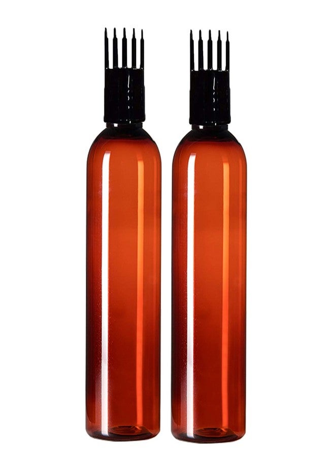 PHARCOS Hair Root Applicator (Black) with Amber Bottle, Flip-top Cap, Plug for applying Hair Oil,Hair Dye,Shampoos, DIY care and Medicine Directly on Scalp and Hair Roots 200 ml (Pack of 2- Amber) - Image 2
