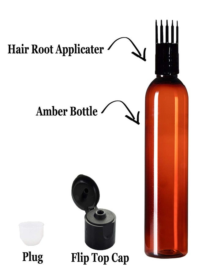 PHARCOS Hair Root Applicator (Black) with Amber Bottle, Flip-top Cap, Plug for applying Hair Oil,Hair Dye,Shampoos, DIY care and Medicine Directly on Scalp and Hair Roots 200 ml (Pack of 2- Amber) - Image 3