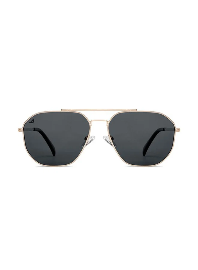 فينسينت تشيس Vincent Chase By Lenskart | Gold Grey Full Rim Pilot Branded Latest and Stylish Sunglasses | Polarized and 100% UV Protected | Men & Women | Large | VC S14495