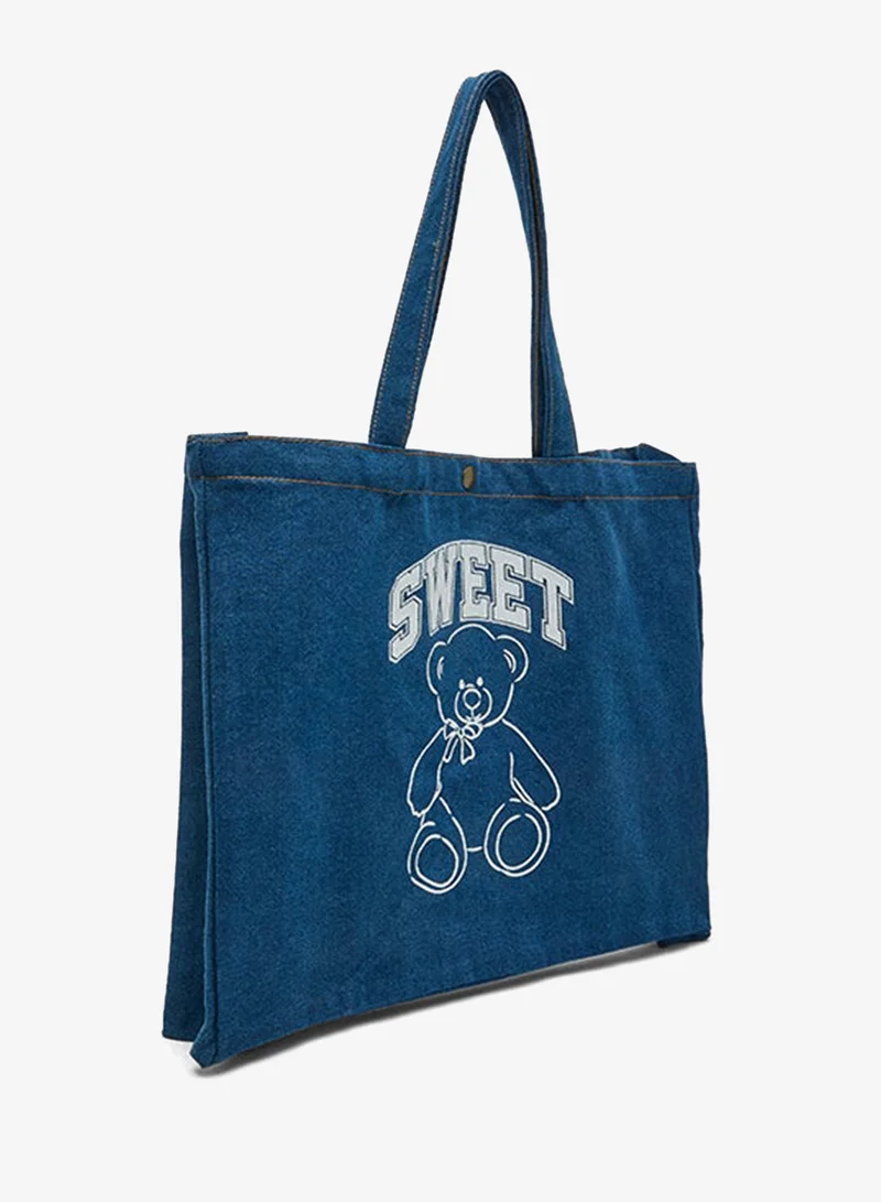 أر أند بي Printed Denim Shoulder Bag