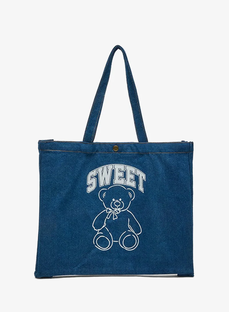 أر أند بي Printed Denim Shoulder Bag