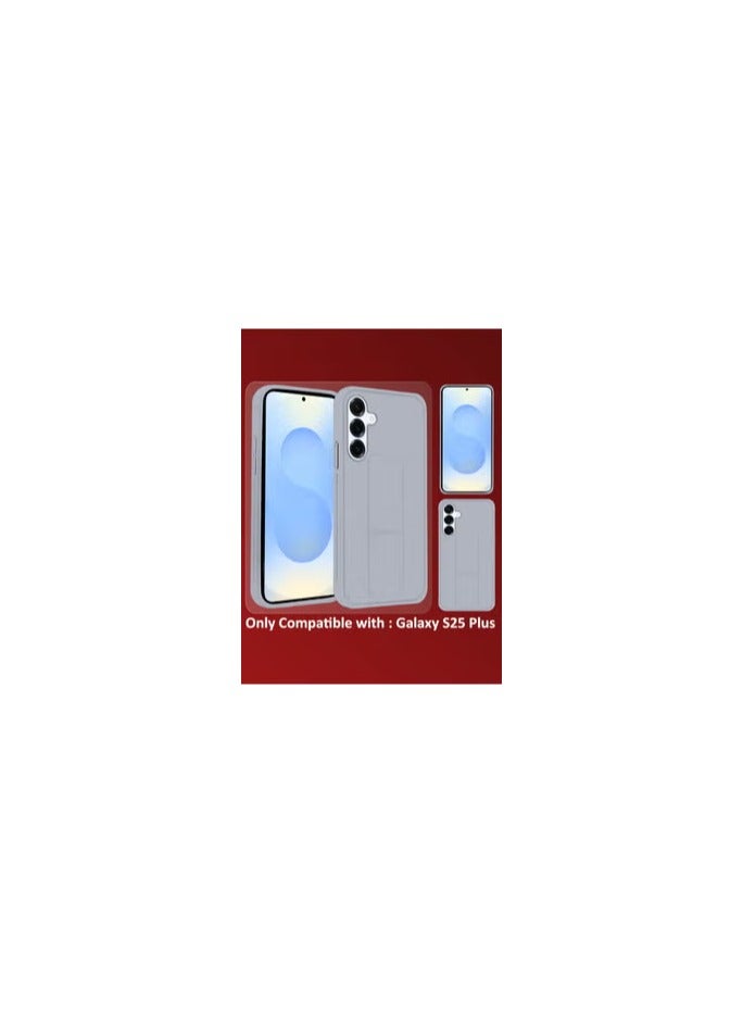 CATANES Galaxy S25 Plus 3Packs Case Silicone with Stand Function Finger Grip Case Cover with 2 Shock Proof Screen Protectors / Light Grey - Image 2